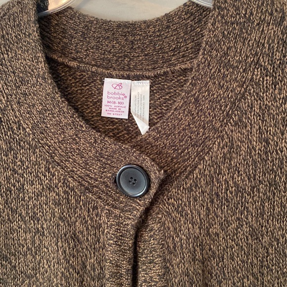 Bobbie Brooks medium cap sleeve one button sweater vest. Black and brown tweed. - Picture 2 of 4
